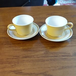 Set of 2 mid century coffee mugs and saucers